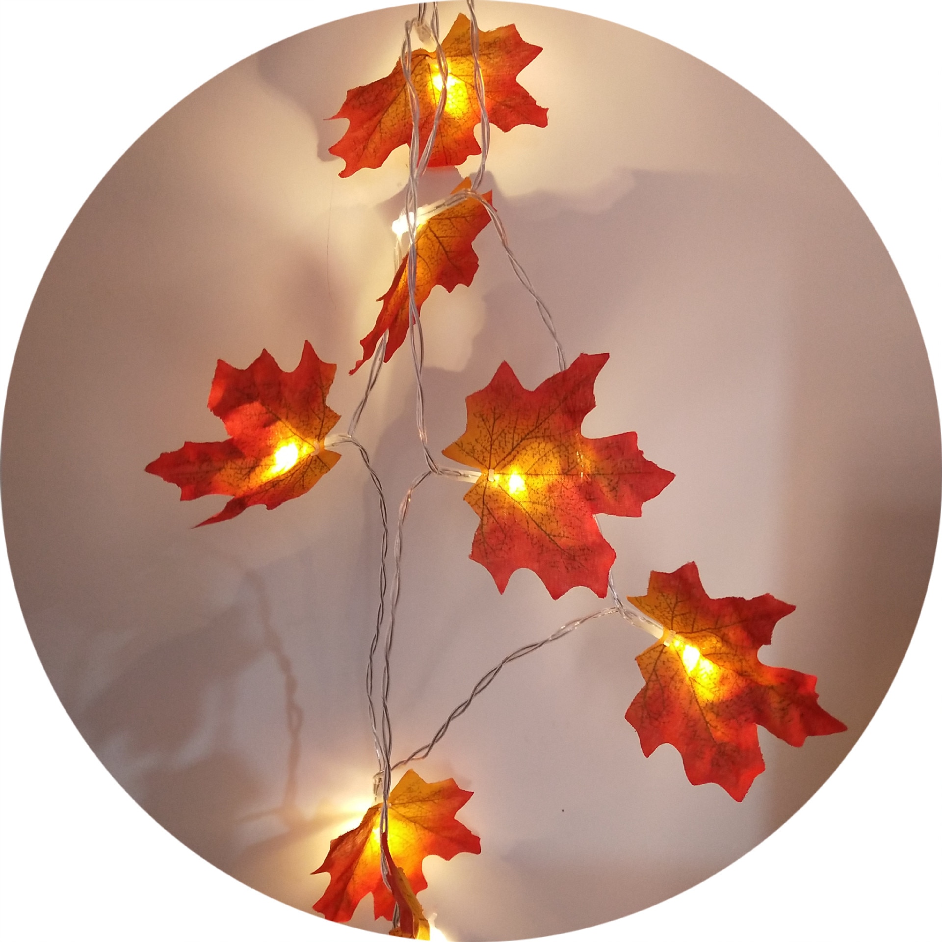 3M 20 Leds Fall Maple Leaf Garland LED Lights Autumn Leaves Lighted Battery Powered LED String Lights for Thanksgiving Christmas