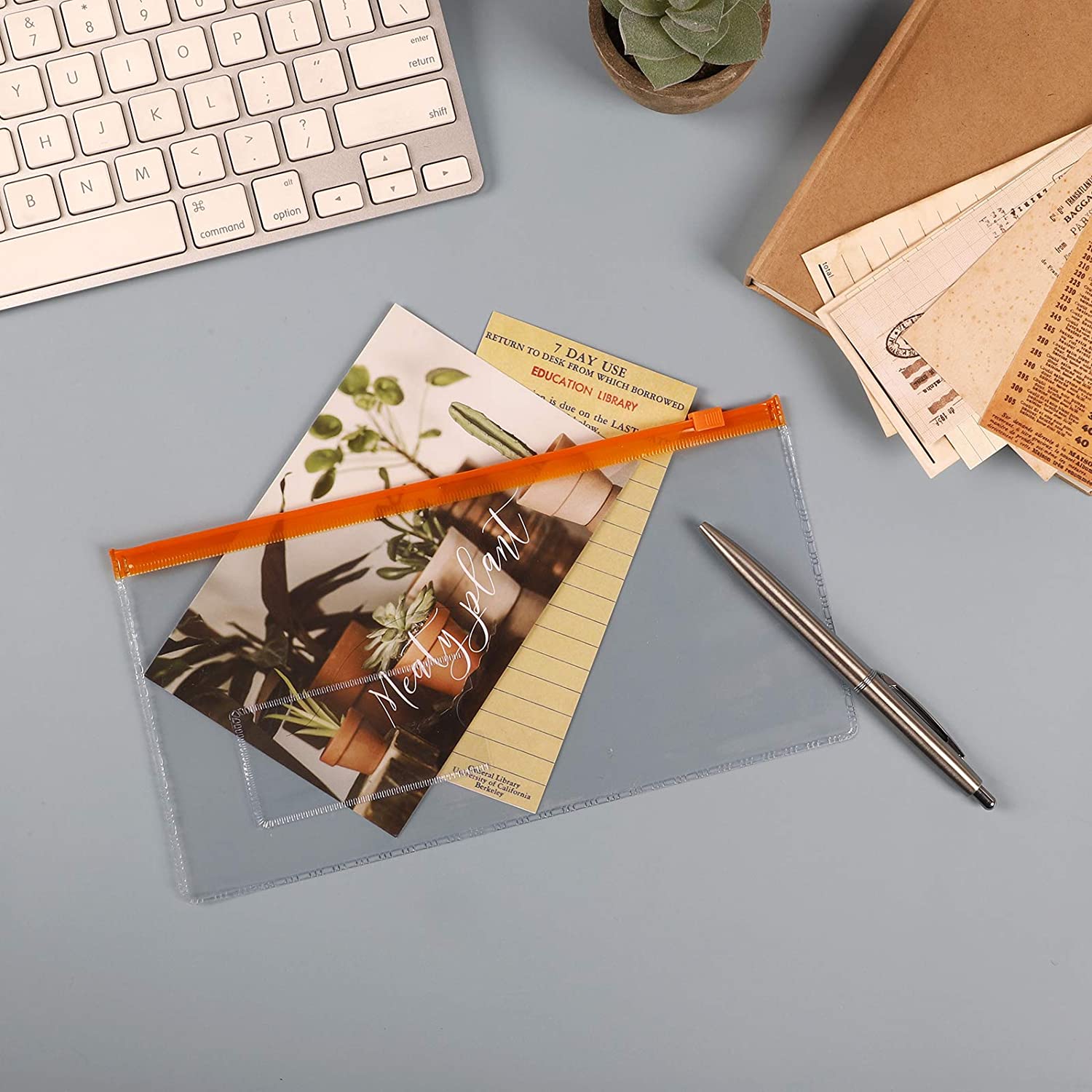 5PCS A4 A6 Size Plastic Envelopes Poly Clear Zip Envelopes Documents Organizers Bags Zipper File Folders for School Office