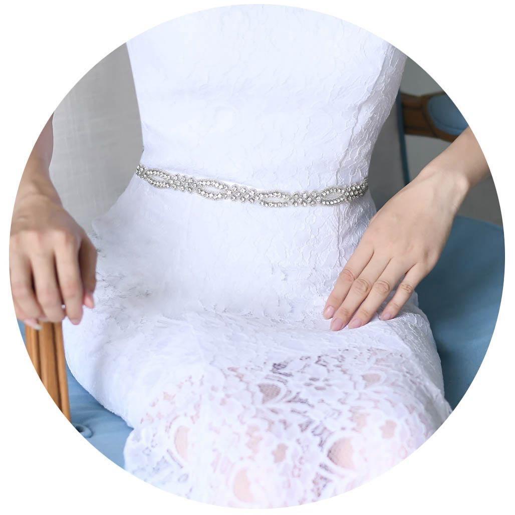 Strass kristallen bruidsriem dames trouwriemen sjerp wit ivoor champagne lint voor avondjurk bruidssieraden