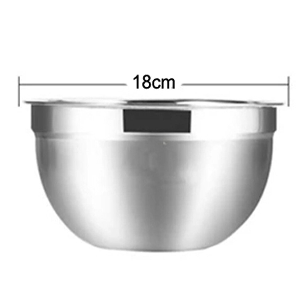 Cuenco de mezcla de acero inoxidable con cubierta de silicona (juego de 5), juego de cuencos antideslizantes para batidos, cuencos de mezcla para cocina de ensalada: 1PC 18cm non cover