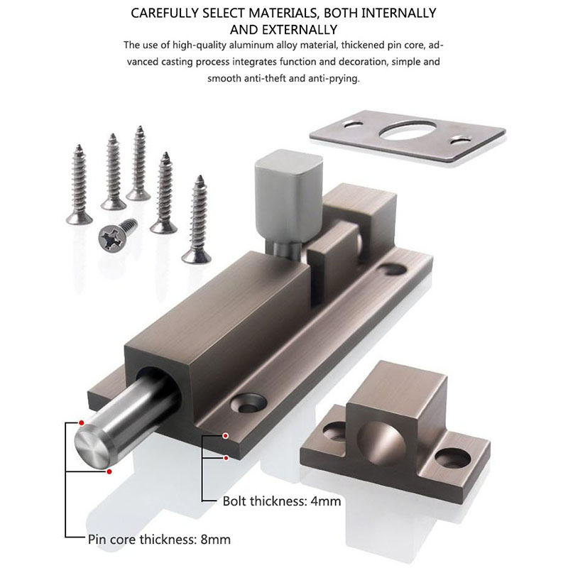 Safety Guard Latch Slide Lock Door Drawer Barrel Bolt 2 Inch 3 Inch, Silver Thick Aluminum Alloy Open Latch Door Lock with Screw