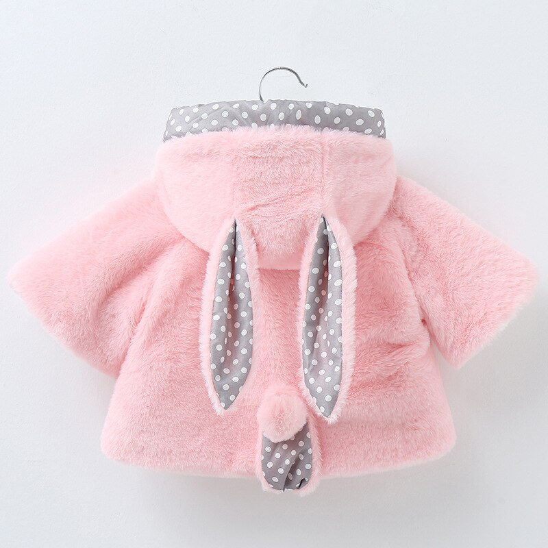 Herbst Winter Warme Neugeborenen Baby Mädchen Kleidung Niedlichen Kaninchen Ohren Plüsch Baby Mantel Schneeanzug freundlicher Jacke Art Mit Kapuze Oberbekleidung Mantel