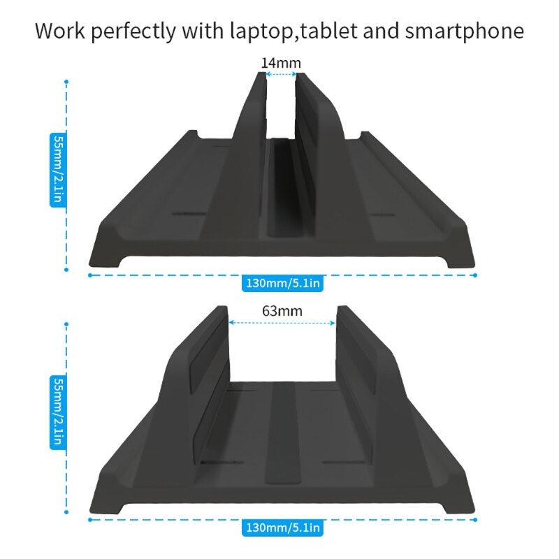 Vertical Laptop Stand with Adjustable Dock Strong Desktop Computer Laptop Holder Space Saving Rack Fit Small Home Office