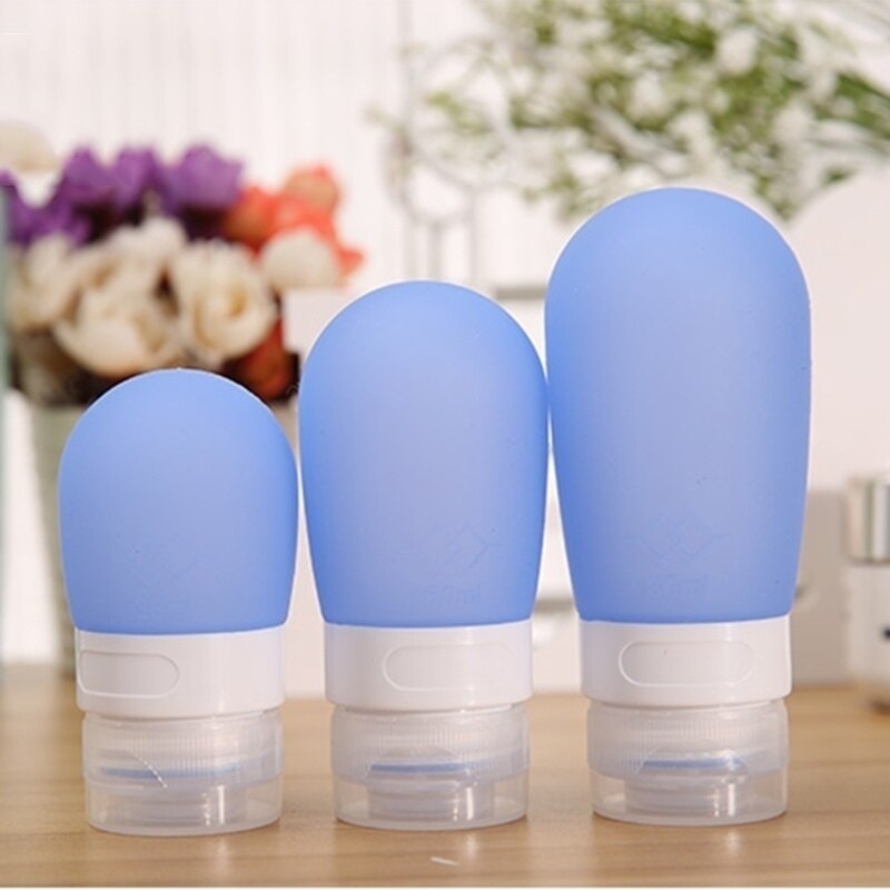 1pc 38ml/60ml/ 80ml tomme silikone rejseemballage presseflaske til lotion shampoo badebeholder bærbare flaske sæbedispensere: Blå / 60ml