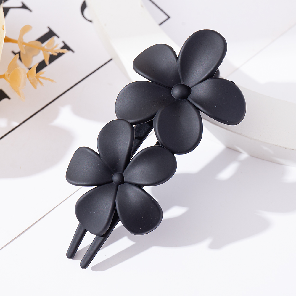 Pinzas para el pelo grandes para mujer, pinza de plástico acrílico con flor, garra de pasador con pico de pato, horquilla para niña, herramientas de peinado, accesorios para el cabello: Negro