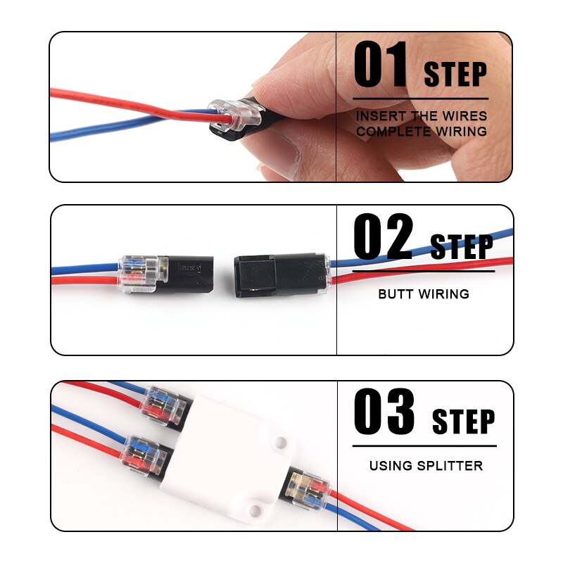 1Pcs Quick Pluggable Splice Led Strip Draad Connector Crimp Terminals Voor 22-20AWG Car Home Light Elektrische Splitter Connectors
