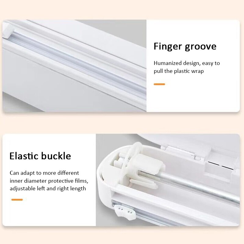 Portable Kitchen Plastic Cutter Storage Holder Tool Punch-free Fixing Food Wrap Dispenser Cutter Foil Cling Film Wrap Dispenser