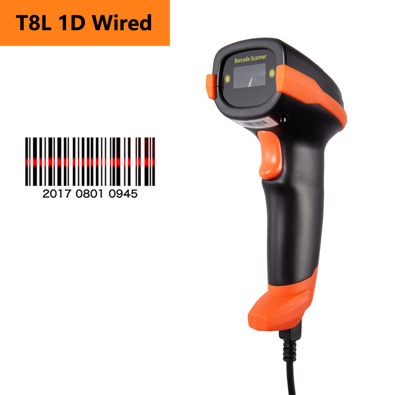 Hstem Bluetooth Barcode Scanner 1D Cordless 2.4G Wireless and USB 2.0 Wired Bar Code Reader Work with Windows Mac Android iOS: 1D Wired