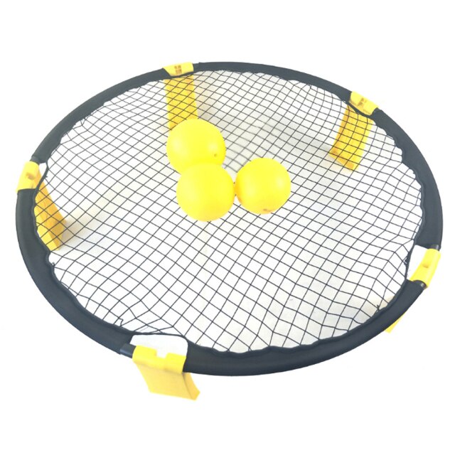 Outdoor Team Sports Beach Volleyball Spike Ball Game Set Spikeball Lawn Fitness Equipment With 3 Balls Volleyball Net: Yellow