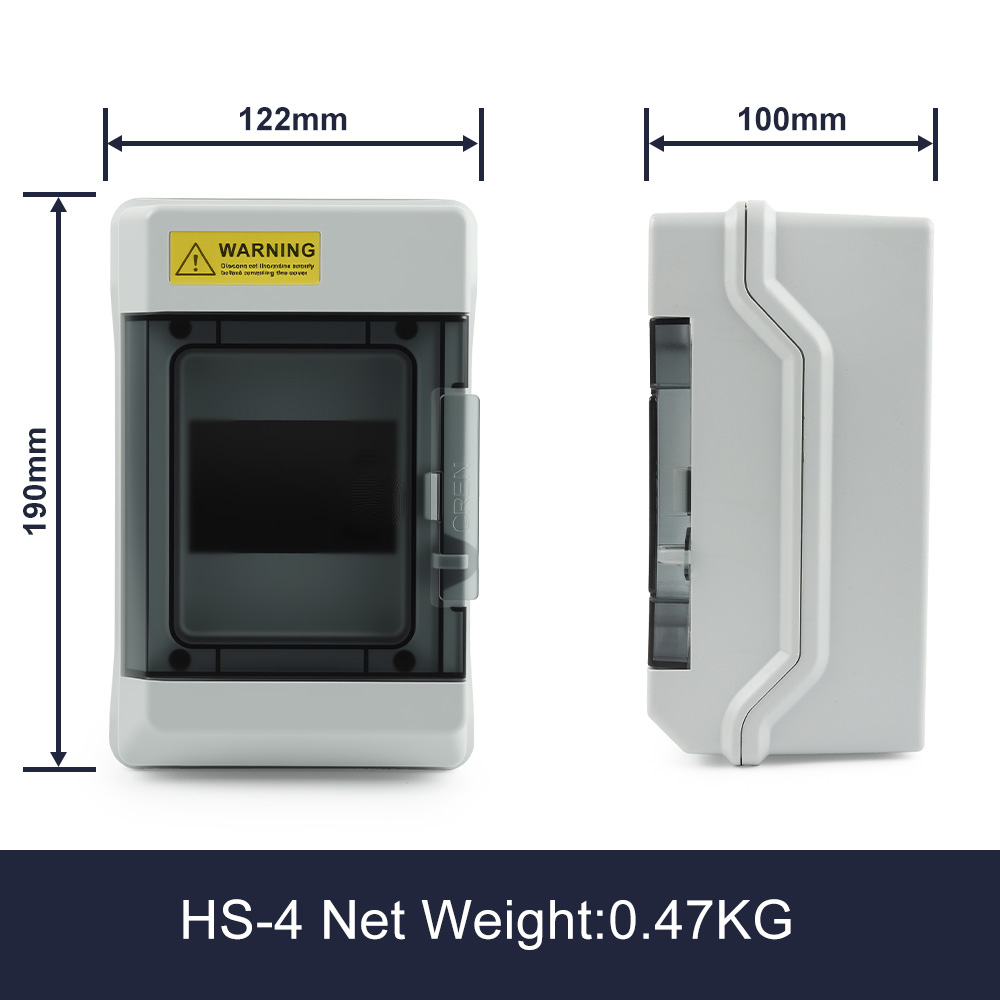 IP65 Outdoor Waterproof Electrical Distribution Box HS-4/6/9/12/15/18/24/36 Way Circuit Breaker MCB Power Junction Box: Black&White
