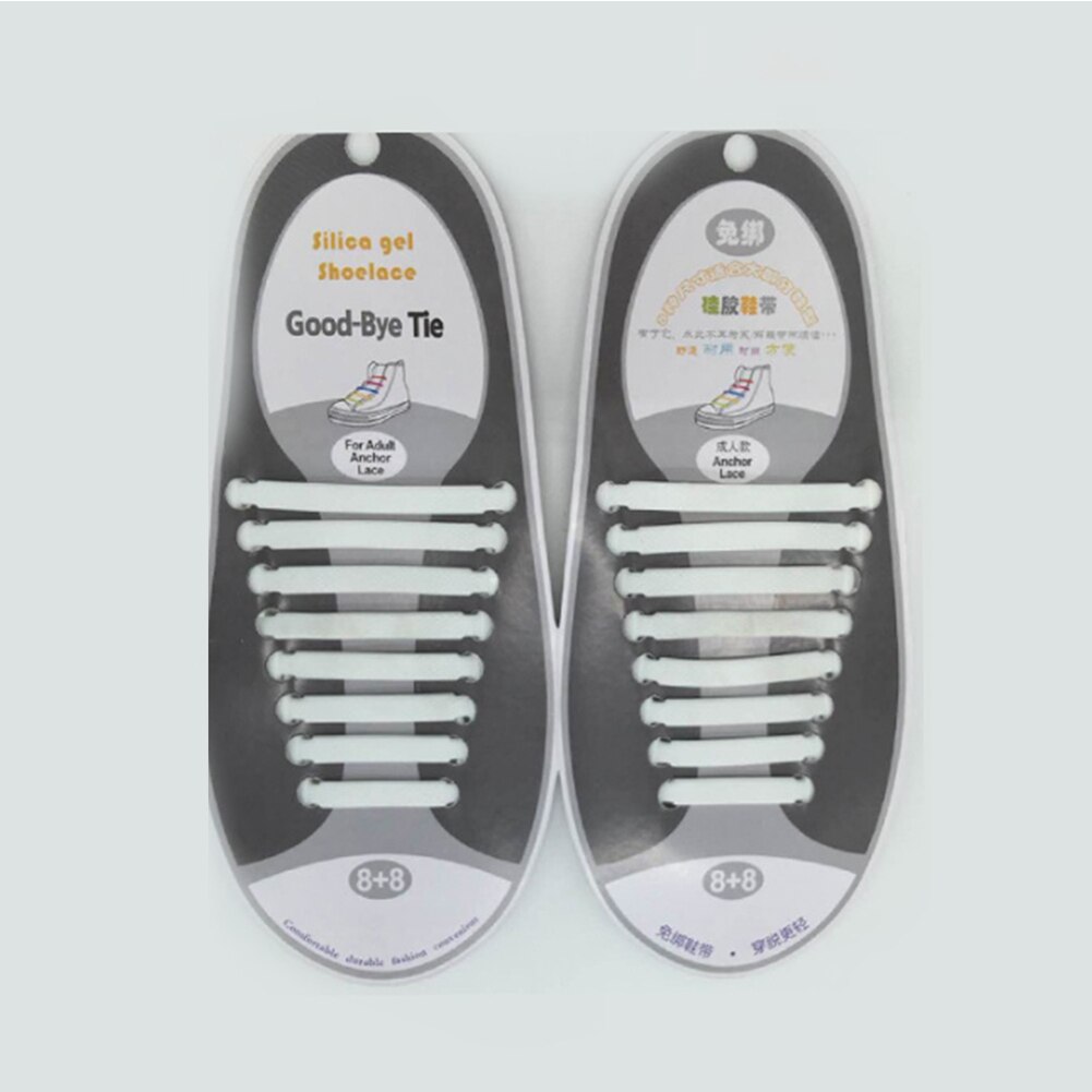 Silikone snørebånd elastisk uden bindesko snørebånd til børn og voksne snørebånd gummi zapatillas sneakers hurtige snørebånd tilbehør: Hvid