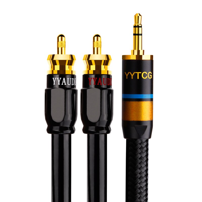 YYTCG RCA Cable HiFi Stereo 3.5mm to 2RCA Audio Cable AUX RCA Jack 3.5 Y Splitter for Amplifiers Audio Home Theater Cable RCA: black / <=0.5m