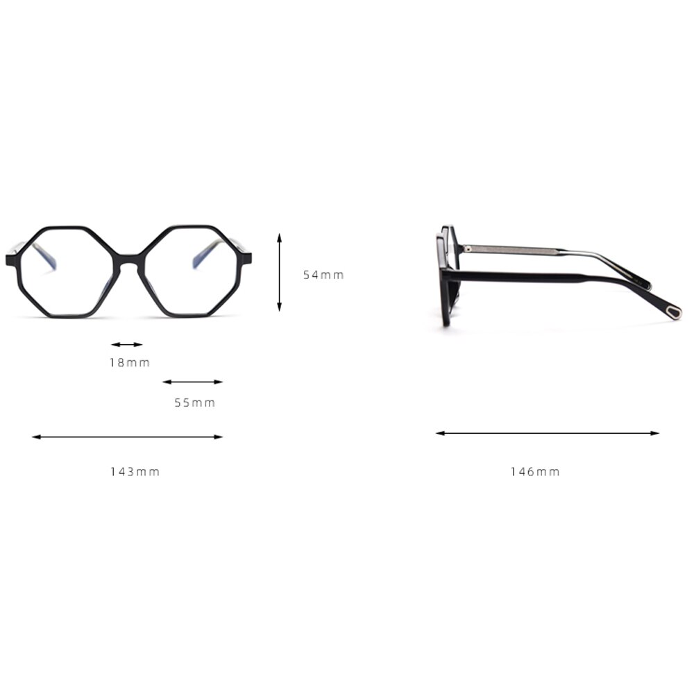 Peekaboo – lunettes octogonales tr90 pour femmes, verres optiques rétro à grande monture, polygone transparent noir