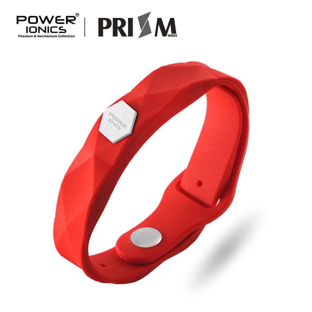 Power Ionics Prism Waterproof Men Women Ions Germanium Sports Health Bracelet Wristband Hard Box: Red