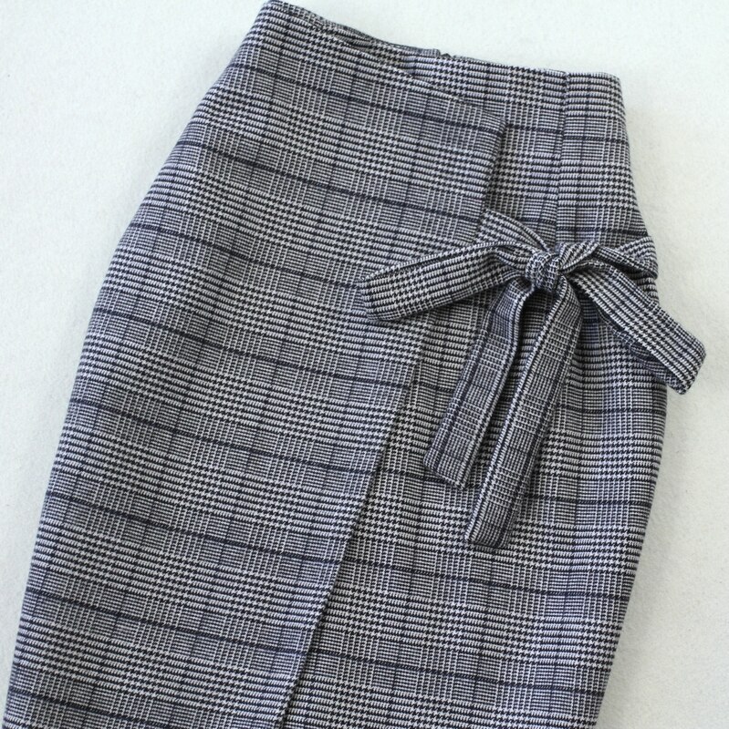 Women's autumn winter blue short jacket high waist pencil skirt woolen skirt suit office clothes blazer office uniform