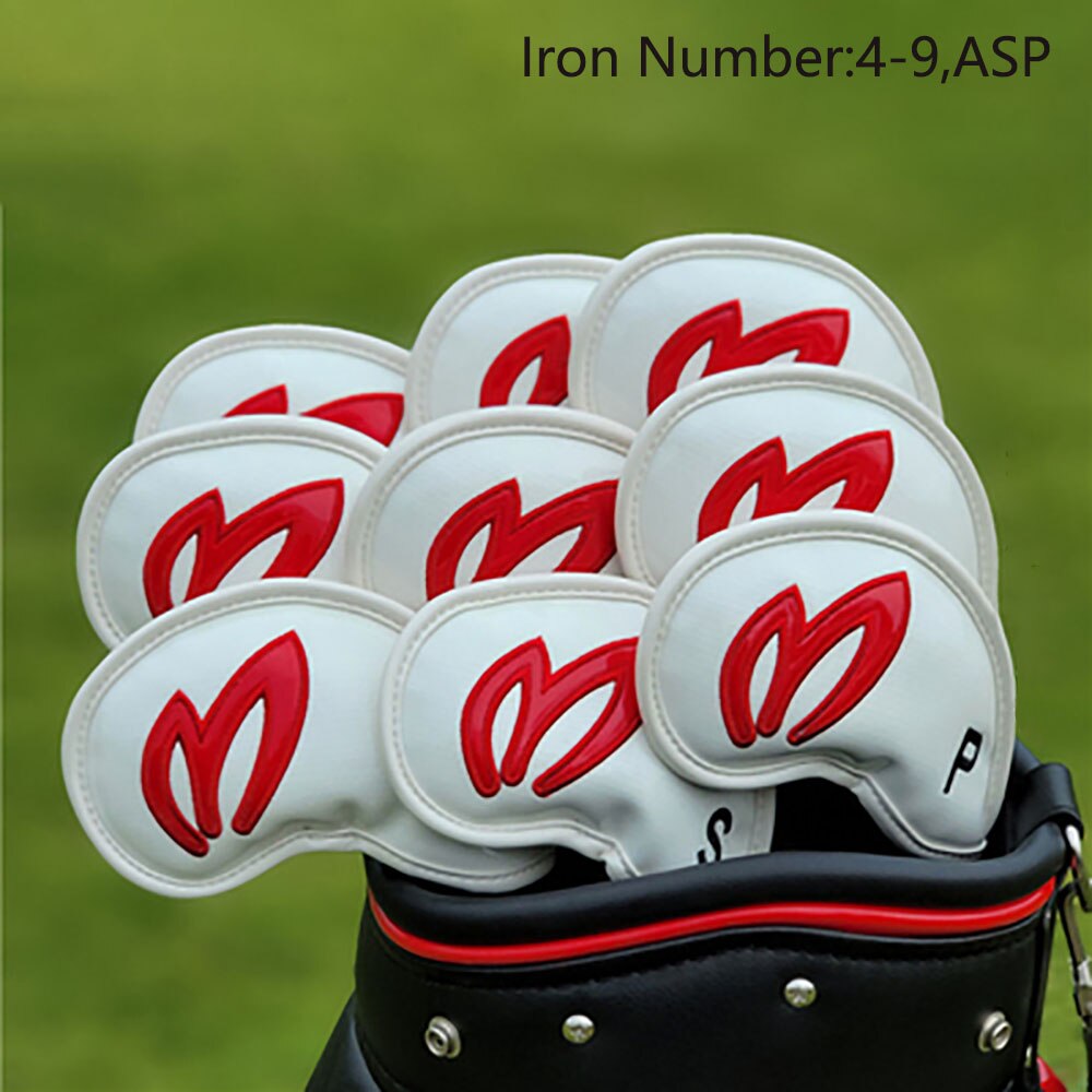 Golf Woods Headcovers Covers For Driver Fairway Hybrid 135H Clubs Set Heads PU Leather Unisex Protector Golf Accessories: Iron White