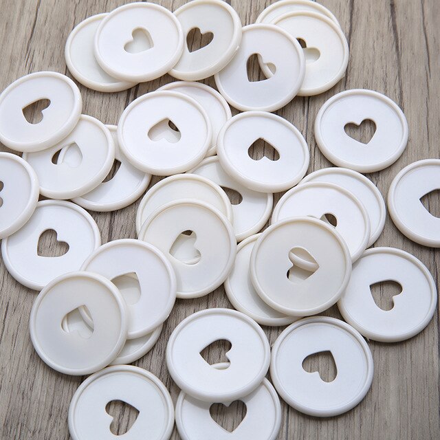 Disques à reliure cœur blanc, 30 pièces, en plastique, bouton rond, reliure à feuilles mobiles, disque pour ordinateur portable, trou en forme de champignon, boucle, fournitures de bureau: WHITE