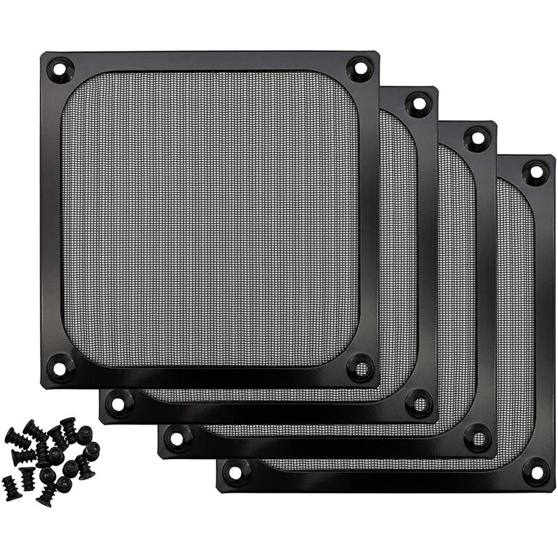 4Pack 120Mm Computer Fan Filter Grills Stainless Steel Wire Mesh,Aluminum Alloy Ventilation Mesh Dust Filter Grill,Black: Default Title