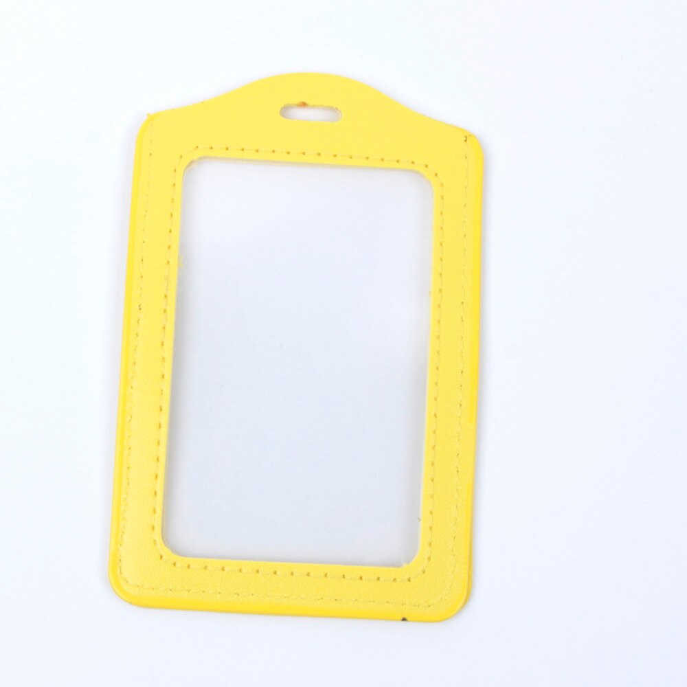 1 Uds. De Funda de cuero PU para Credencial de identificación, transparente y con borde de Color, orificios de cordón, tarjeteros de banco, accesorios para insignia de identificación: yellow