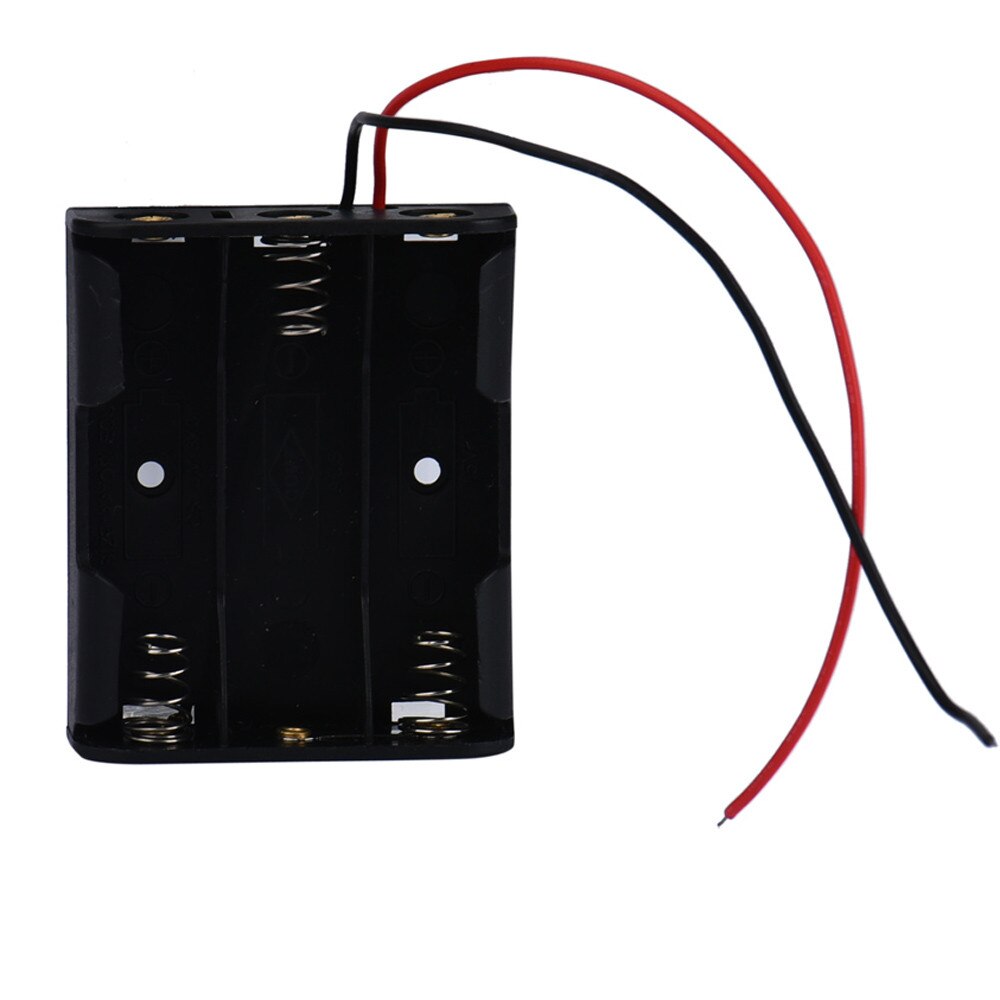 1Pc Batterij Box Houder Voor 3 X Aa Zwart Met Wire Leads Plastic Batterij Storage Case Voor 3 X aa 4.5V Batterijen #33