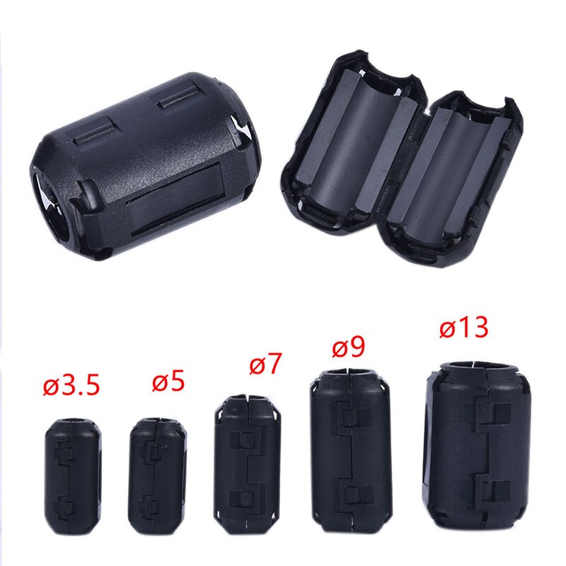 5 sztuk 3.5mm czarny rdzeń ferrytowy filtr tłumik hałasu dla EMI RFI klip dławik