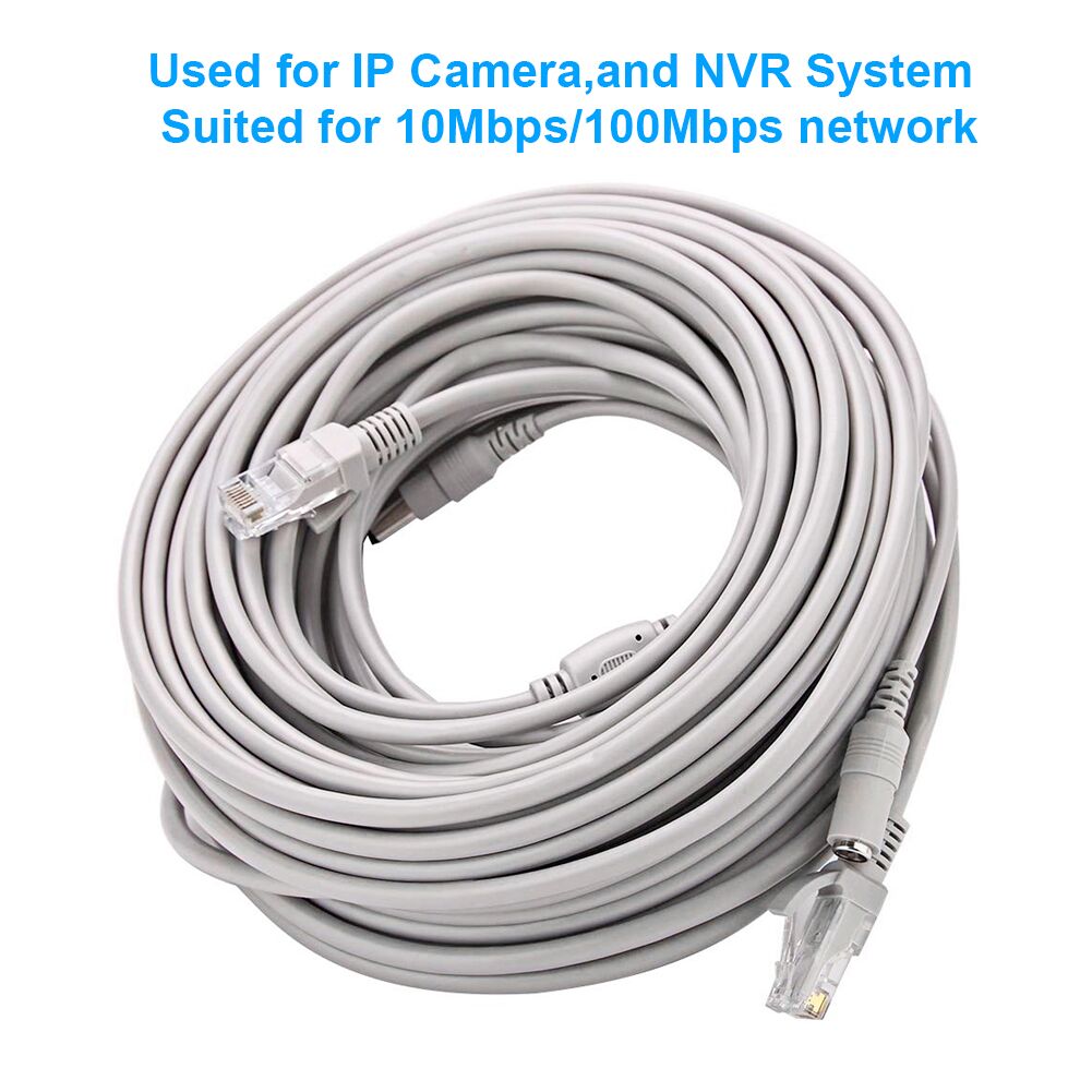 Ip kamera kabel cctv 5-30m valgfri grå kat 5/ kat -5e ethernet kabel  rj45 og dc power cctv netværk lan kabel til ip kamera system