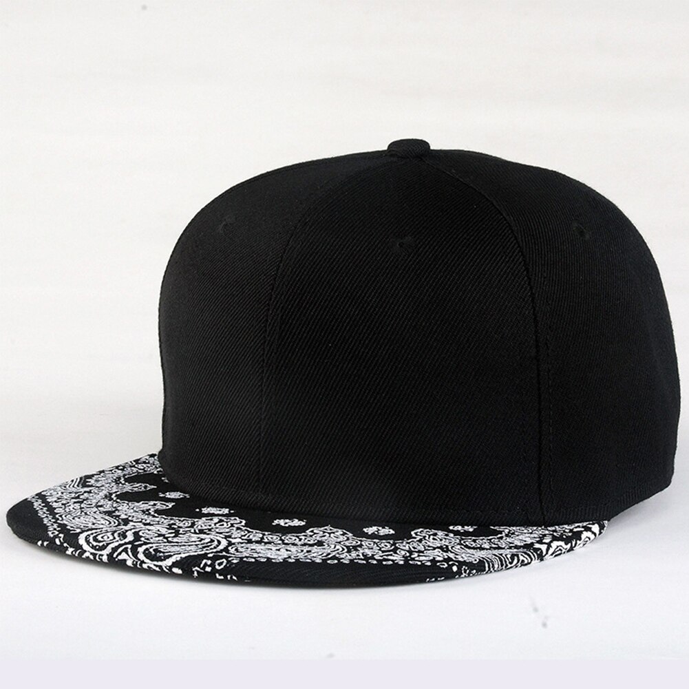 Wit Paisley Patroon Zwarte Hoed Mode Outdoor Man Vrouwen Zomer Baseball Cap Zonnehoed Verstelbare Hip Hop Snap Terug caps Hoed