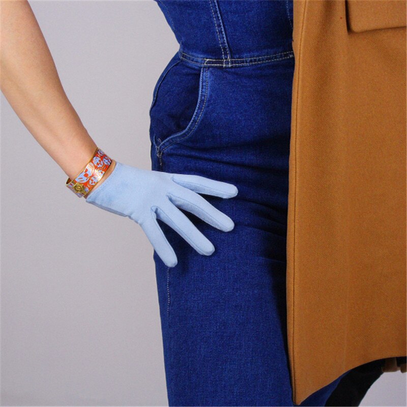 Guantes cortos de ante para guantes de mujer: LIGHT BLUE