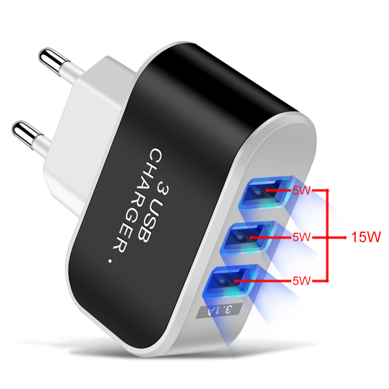 Tête de chargement multifonctionnelle à 3 Ports USB, 5V, 1a, chargeur de téléphone portable USB unique