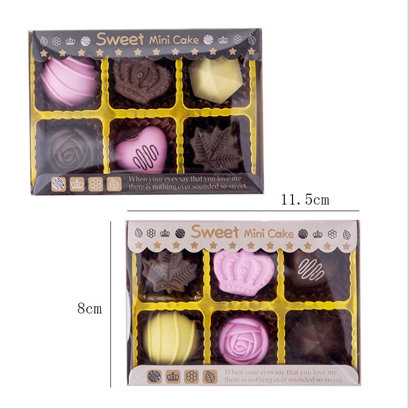 16Packs/Lot Chocolade Bloemen Vormen Creatieve Schattige Briefpapier Potlood Rubber Eraser Student School Office Supplies