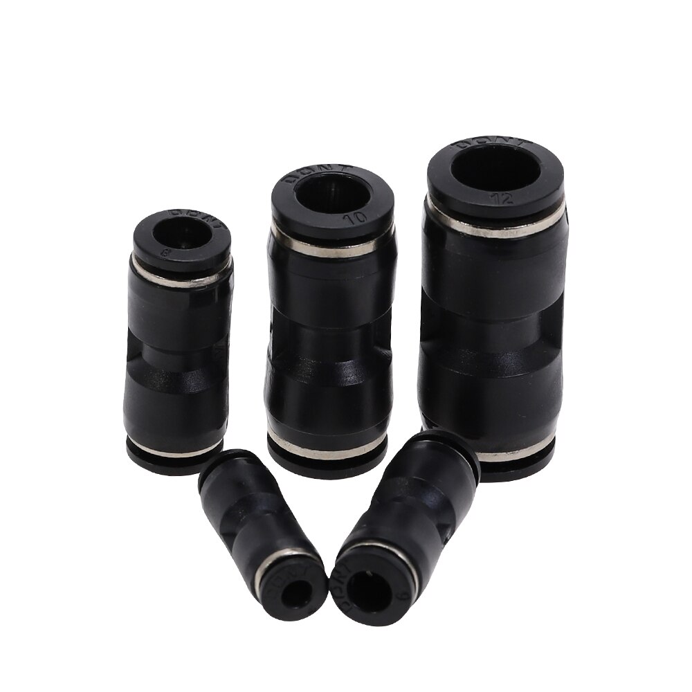 Pneumatic Fittings PU 4mm 6mm 8mm 10mm 12mm Air Water Hose Tube One Touch Straight Push-in Fittings Quick Connector Tube Black