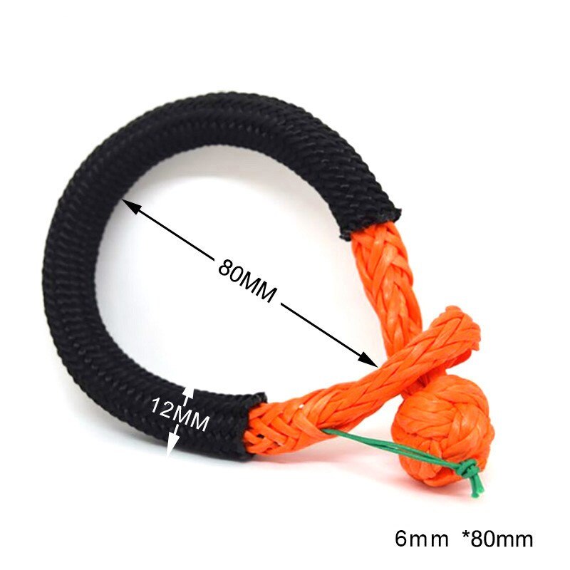 6mm*80mm pehmeää kahleketta, köysi sakkeli offroad-osille, uhmwpe-sakkeli atv utv maastoauton palautushinaukseen