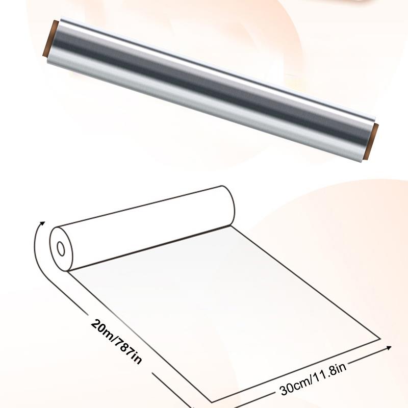 Feuille d&#39;aluminium antiadhésive pour BBQ, 20m, résistant à la chaleur, feuille d&#39;étain, tapis de cuisson pour BBQ, accessoires