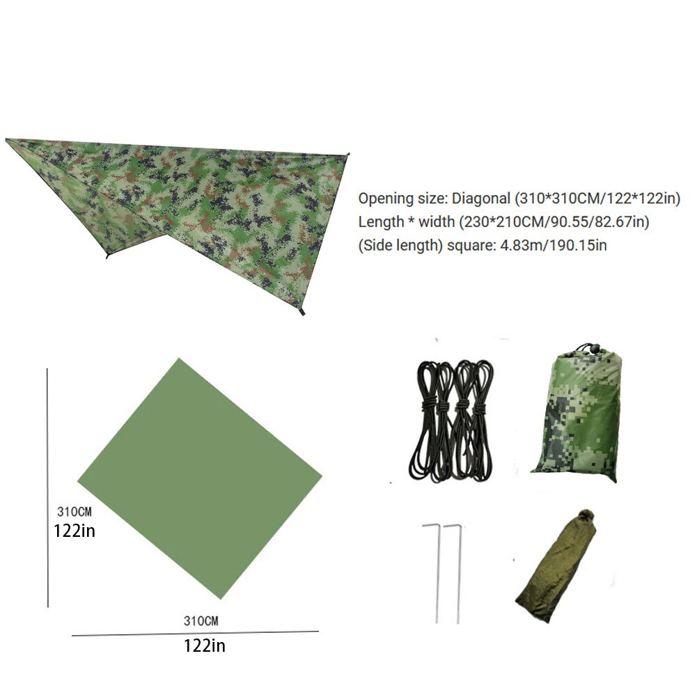 Camping Canopy Lightweight Camping Tarp Shade Waterproof Umbrella For Picnic Hiking Outdoors Garden 2 Size Camouflage And Green: Camouflage 2