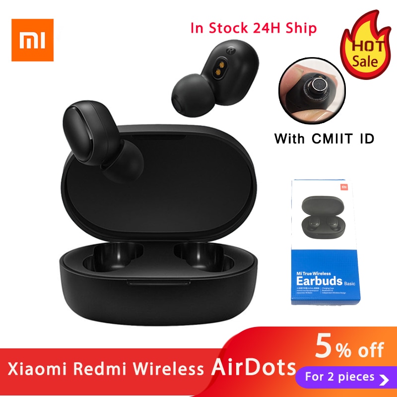 Xiaomi Redmi Airdots TWS Wireless Earphone Handsfree Earbuds Voice Control Bluetooth 5.0 Noise Reduction Tap AI Control