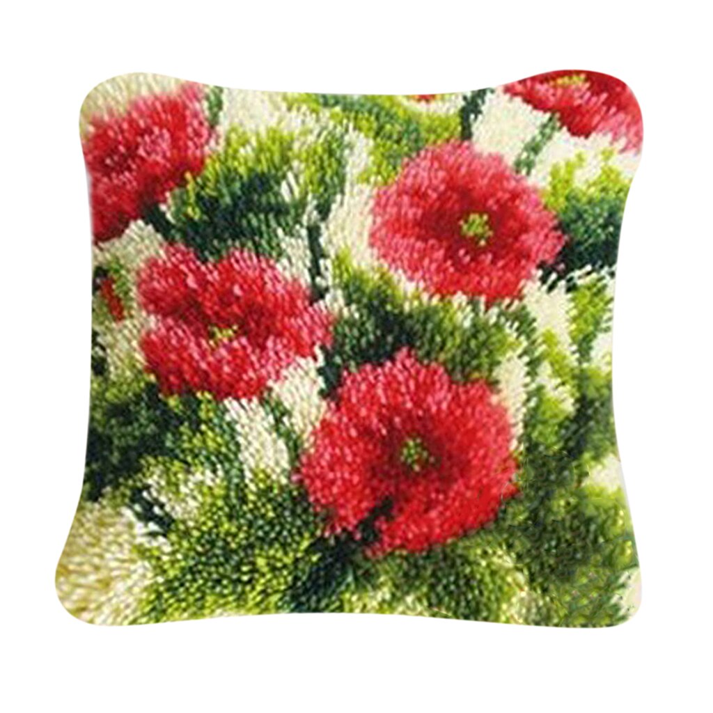 Prettyia rood bloemenkussen kussen borduurpakket met haakjes