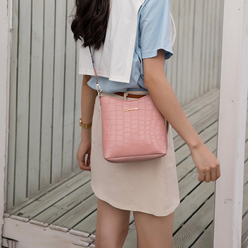 Crocodile Messenger Bags For Women Luxury Ladies Handbags Bucket Bag Pu Leather Crossbody Shoulder Bag Female