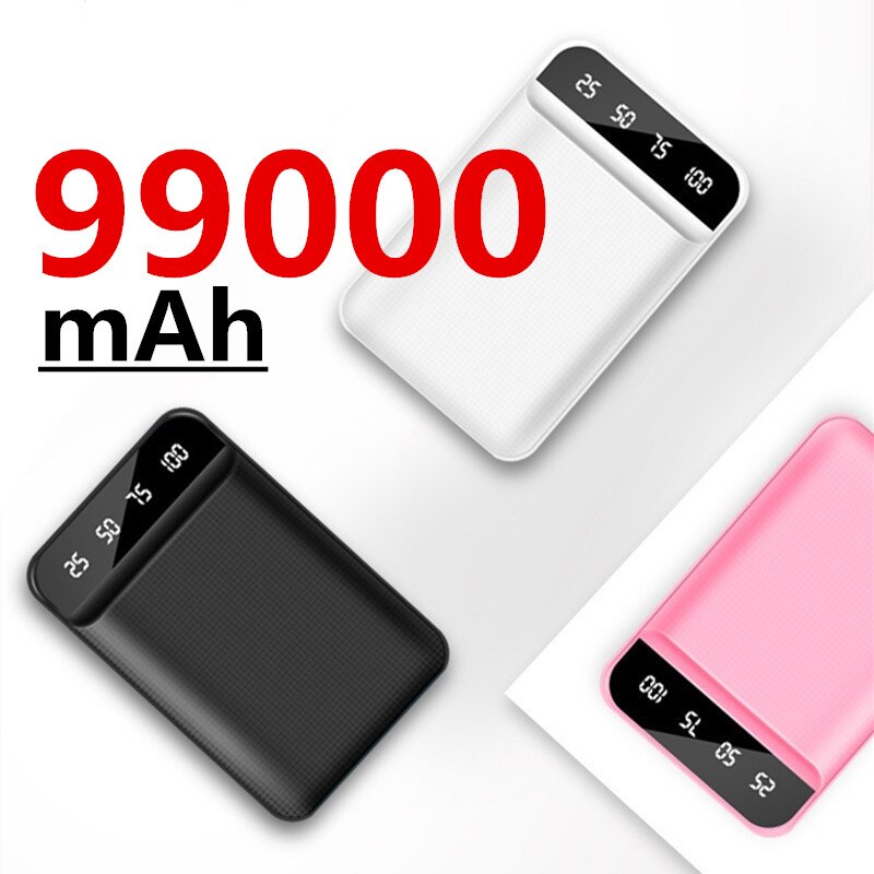 99000 Mah Draagbare Mini Power Bank Modieuze Dual Usb Power Bank Voor Iphone Xiaomi Huawei Power Bank
