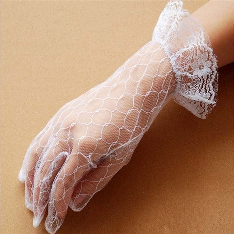 Guantes cortos de Boda Para novia, de encaje, corto Beige, Accesorios baratos Para Boda