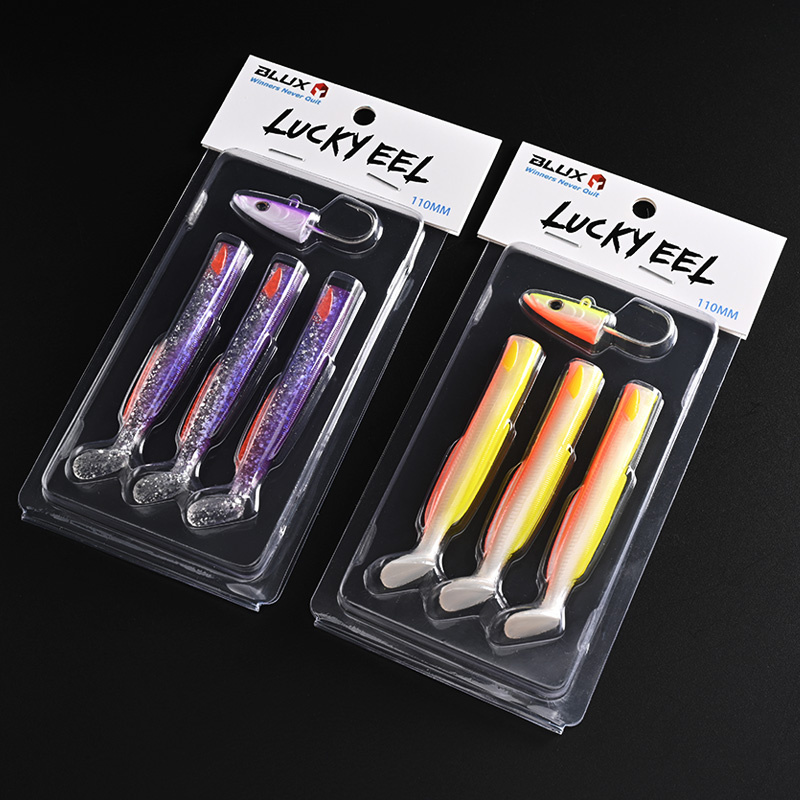 BLUX Happy Sandeel 11cm 17g suave Anguila viva señuelo de pesca paleta cola Jig cabeza gancho vinílicos vibración cebo Artificial equipo de agua salada