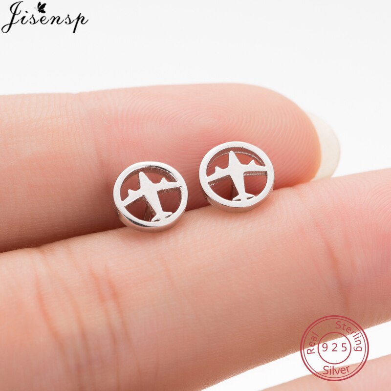 Pendientes de plata de ley 100% para mujer y niña, joyería minimalista, avión geométrico, mariposa, pendiente estrella, bisutería de , 925: FED129