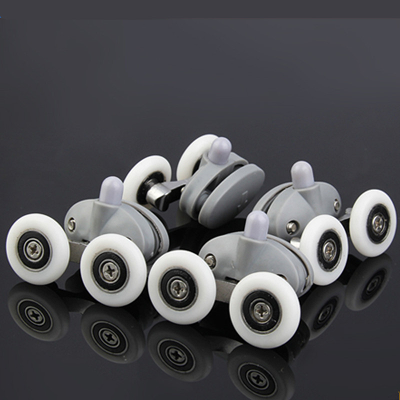 8x Twin Shower Glass Door 4 Top / 4 Bottom Rollers Runners Wheels Pulleys 23mm/25mm