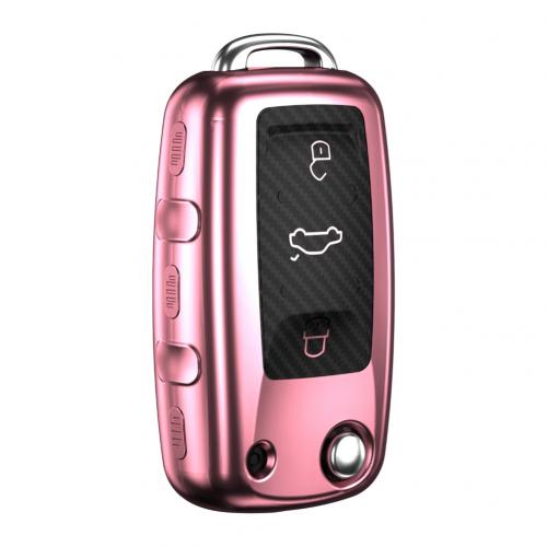 Stilvolle Auto Auto Schlüssel fob Weiche TPU Schutz Abdeckung fallen für VW Golf Käfer Bora Fernbedienung fob Hülse Abdeckung: Rose Gold