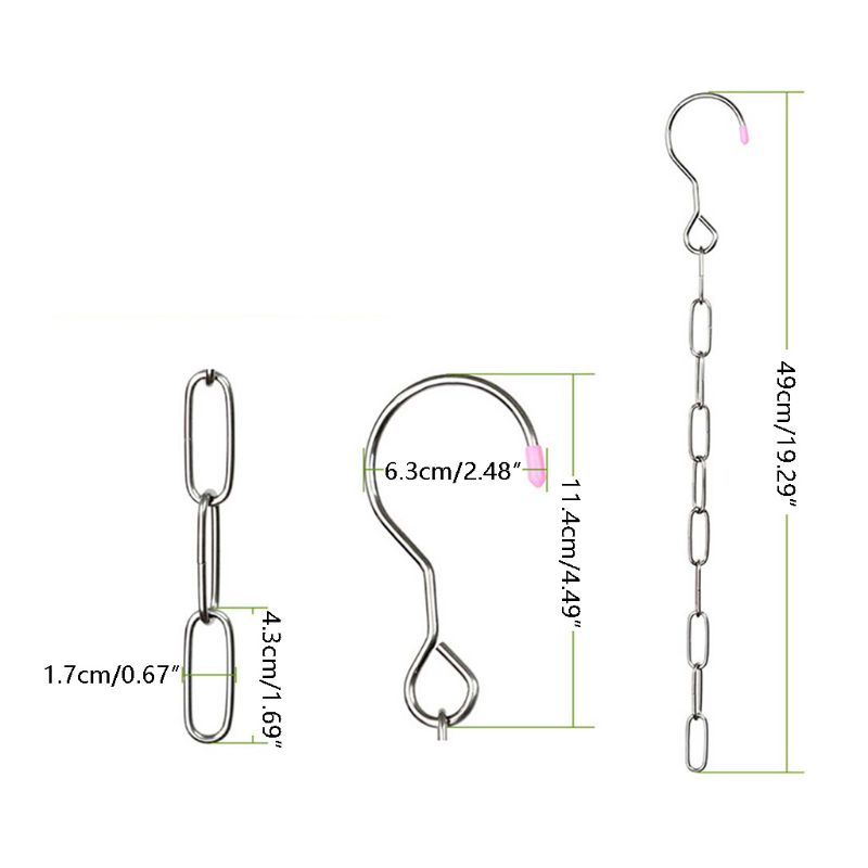 Stainless Steel Clothes Market Shop Display Hanging Chain Hooks With Ring Hanger