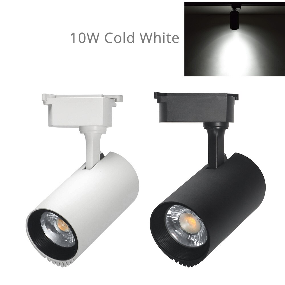 10W LED Spoor Licht 200-240V COB Spoor Spots Ciothing Winkel Showcase Binnenverlichting Moderne Track lichten: 10W Cold White / Zwart