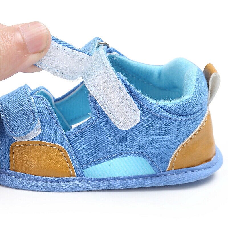Infant Baby Boys Soft Cotton Sandals Baby Summer With Non-slip Suede Sandals Flat Soles For Toddler Boy 0 to 18M