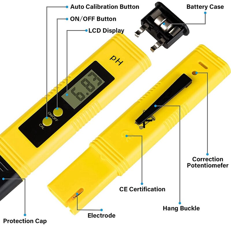 Digitale Ph Meter,± 0.01 Hoge Nauwkeurigheid Water Quality Tester Pen Met 0-14 Ph Bereik, voor Drinkwater, Zwembad