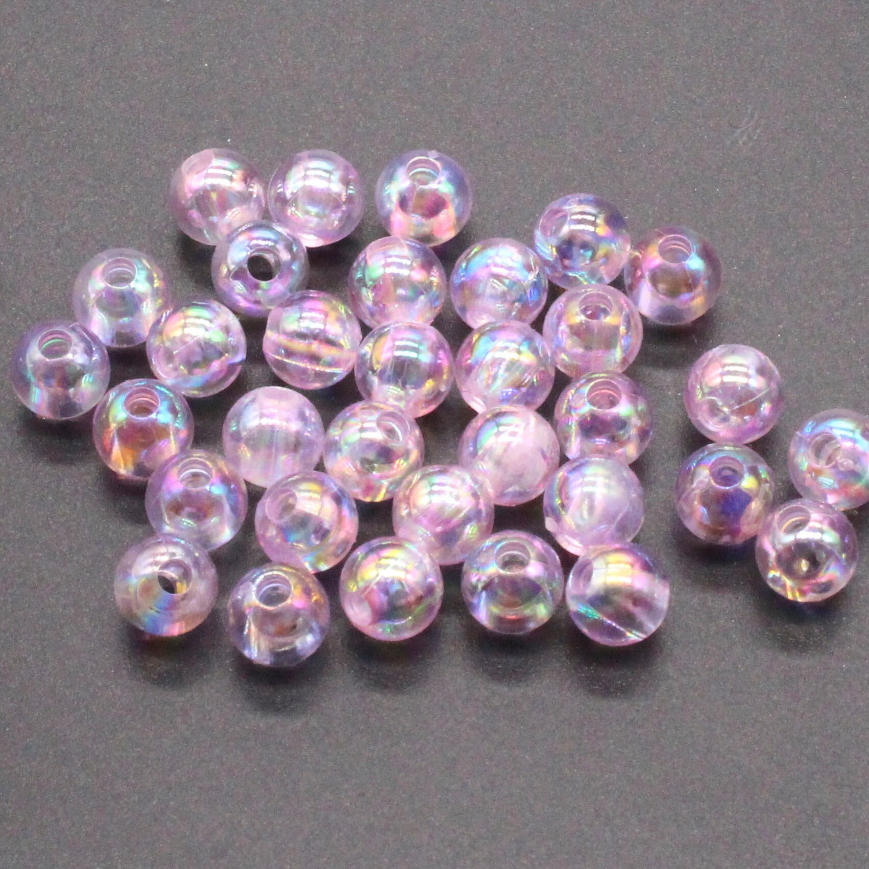 200Pcs 6Mm Licht Roze Transparant Ab Ronde Ball Spacer Kralen Voor Sieraden Maken Diy Sieraden Accessoires: Paars