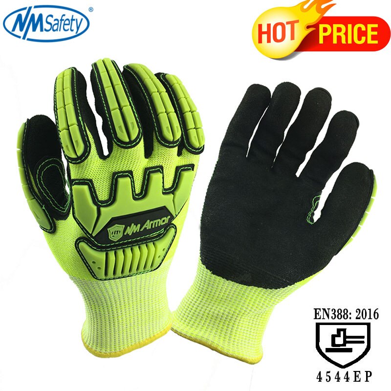 Nmsafety mekaniker handsker anti vibration skærebestandige sikkerhedshåndske arbejdsbeskyttelse: Dy1350nm - hyblk / M
