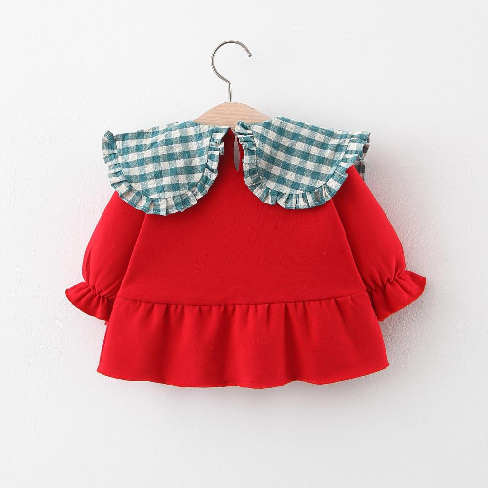 Otoño, Camiseta de algodón con cuello de solapa a cuadros de manga larga para niñas pequeñas, camisetas informales para niños